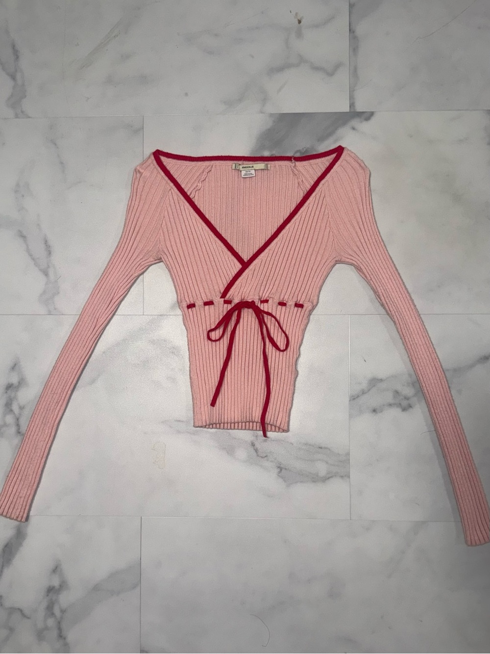 Kimchi Blue Urban Outfitters Light Pink Top With Red Accents
